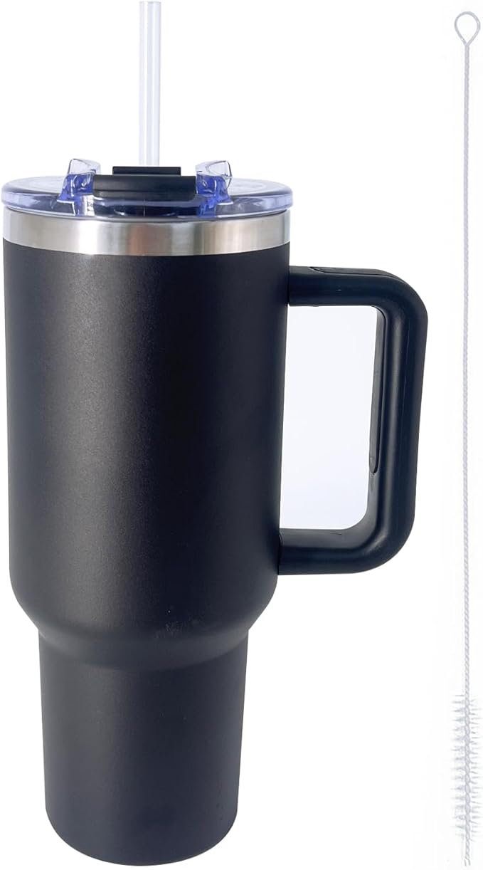 Custom Engraved 40 oz Tumbler with Handle and Straw Lid image 1