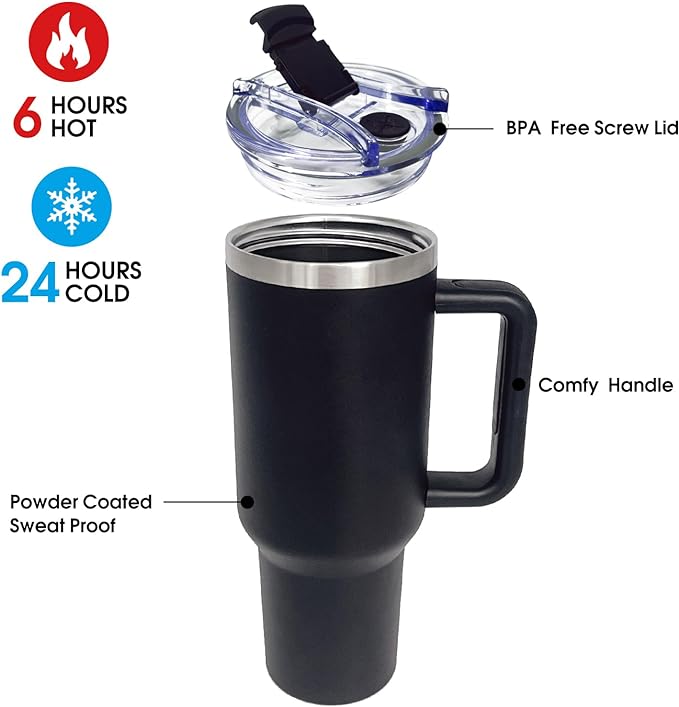 Custom Engraved 40 oz Tumbler with Handle and Straw Lid image 2
