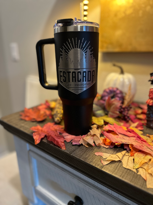 Custom Engraved 40 oz Tumbler with Handle and Straw Lid image 0