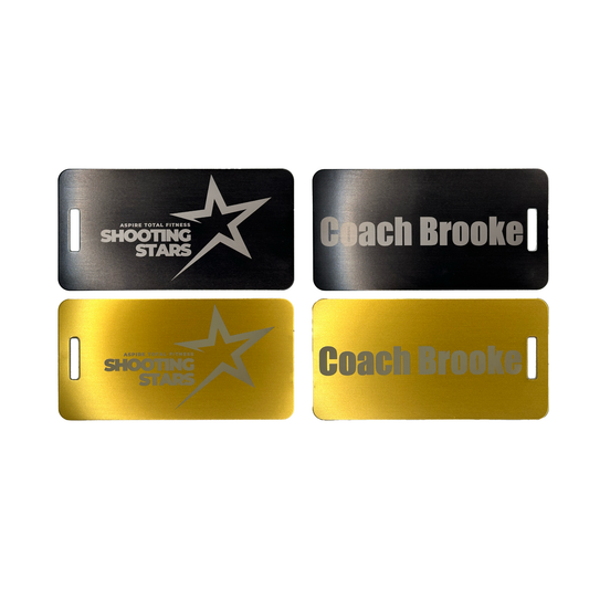 Custom Metal Bag Tag – Shooting Stars or Aspire Dance Logo