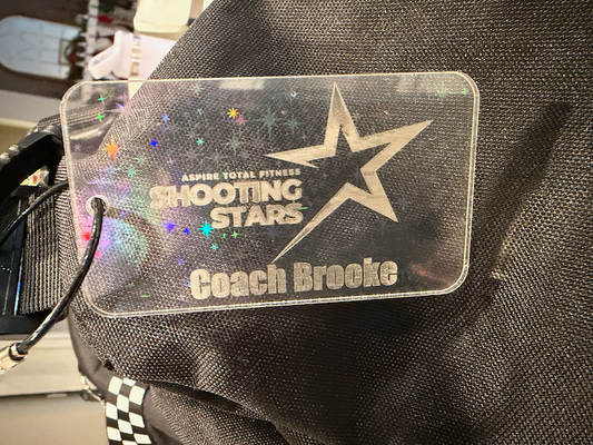 Custom Acrylic Bag Tag – Shooting Stars or Aspire Dance Logo